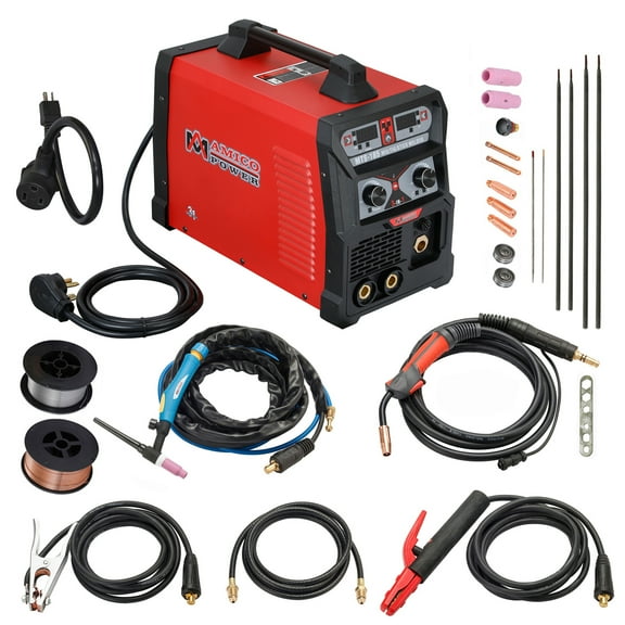 Amico Power MTS-185 185 Amp MIG/TIG-Torch/Stick Arc Combo Welder for Aluminum Welding, 26 lb