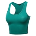 thumbnail image 2 of A2Y Women's Basic Cotton Casual Scoop Neck Sleeveless Cropped Racerback Tank Tops Jade XS, 2 of 3