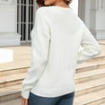 thumbnail image 5 of Odeerbi Winter Solid Color V Neck Sweaters For Women Fashion 2025 Casual Comfortable Pullover Sweater Long Sleeve Blouse White, 5 of 5