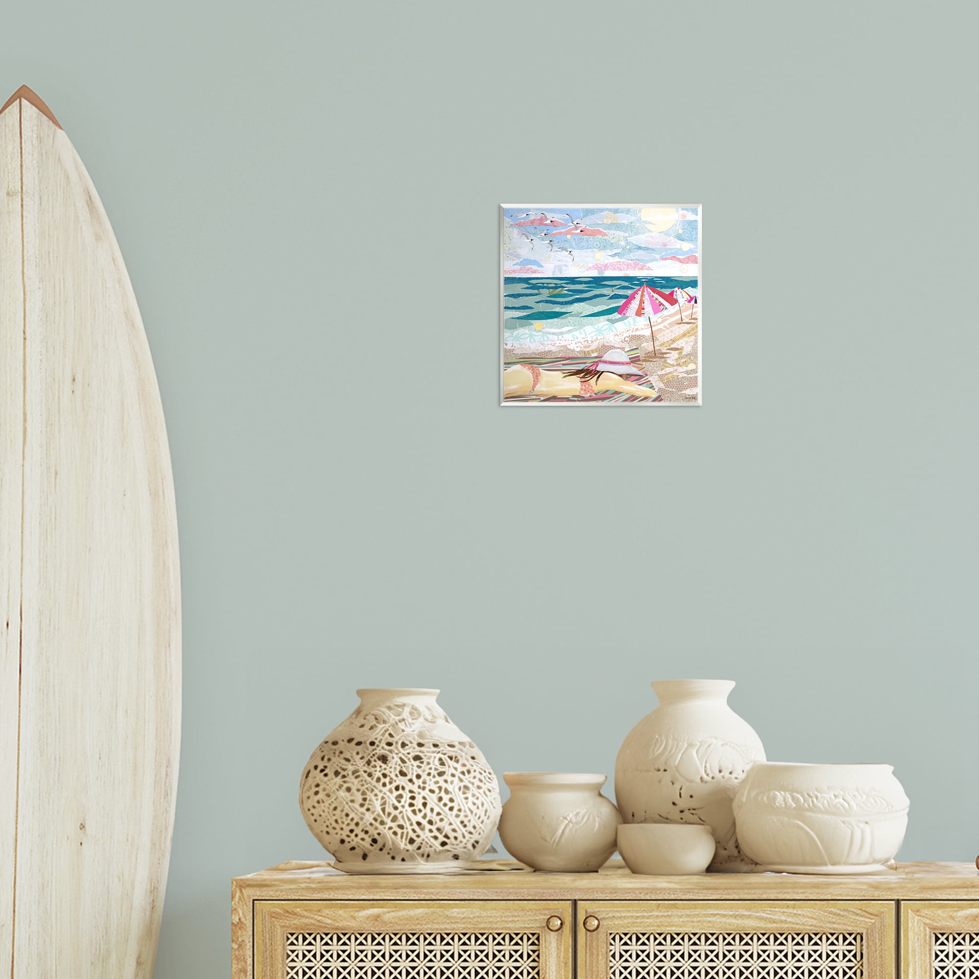 Stupell Industries My Happy Place Collaged Landscape Painting Unframed Art Print Wall Art, 12 x 12