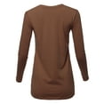 thumbnail image 3 of A2Y Women's Basic Solid Soft Cotton Long Sleeve Crew Neck Top Shirts Light Brown M, 3 of 3