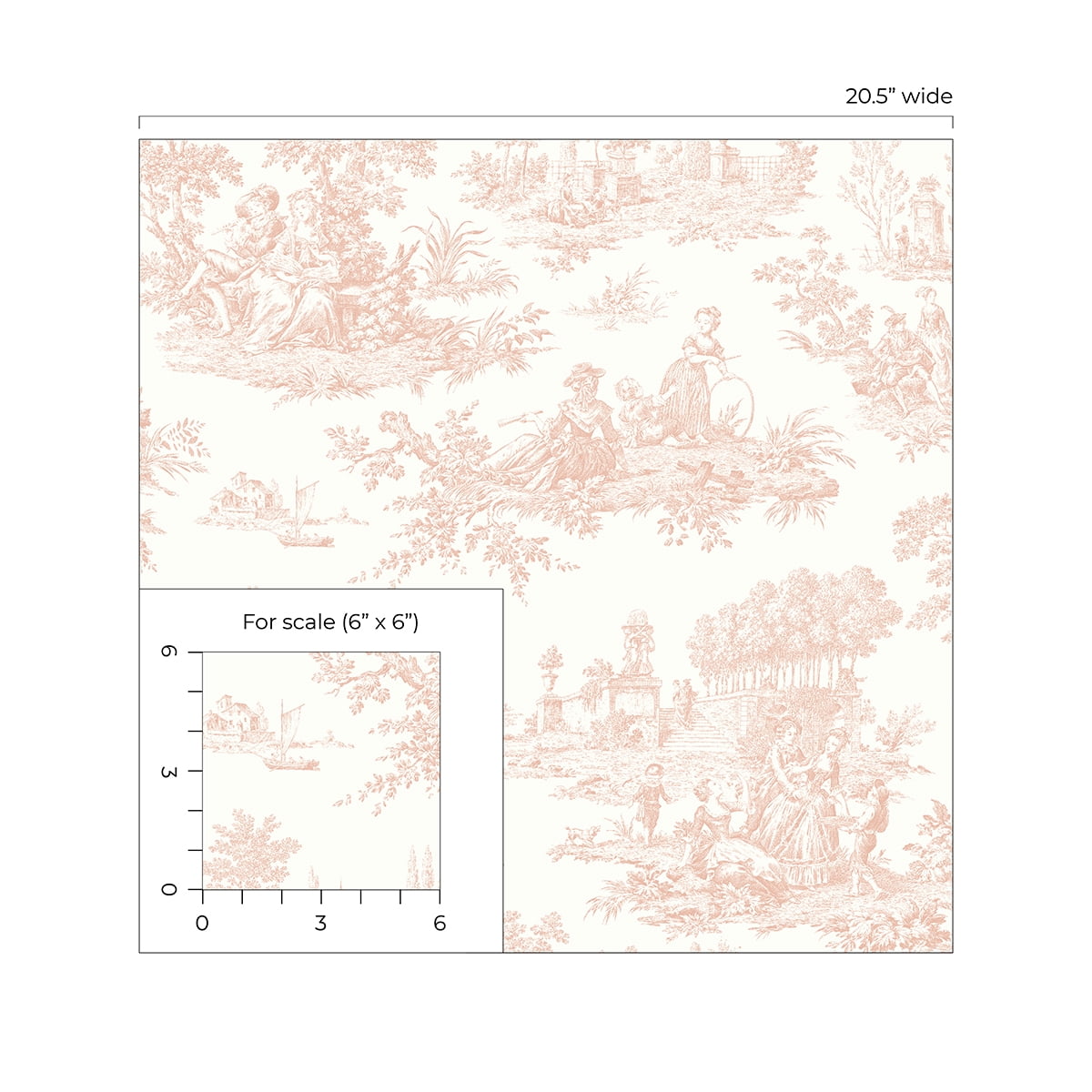 NextWall Blush Chateau Toile Peel and Stick Wallpaper