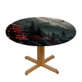 thumbnail image 3 of WYYP Red Pagoda, Woods, Full Moon Round Tablecloth 100% Polyester Fiber Table Cloth White, 3 of 8