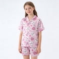 thumbnail image 2 of gcong Toddler Girl Summer Outfits 4t Graphic Print Shorts Sleeve Tracksuit Crew Neck Trendy Activewear Clothing Set for Girls Preppy Clothes, 2 of 9