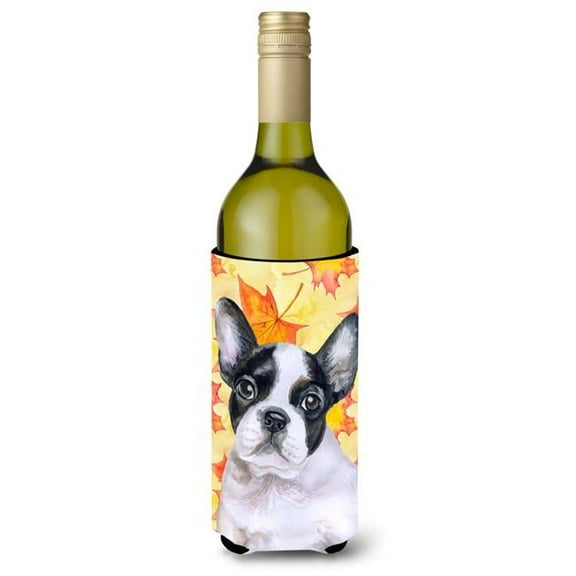 French Bulldog Black White Fall Wine Bottle Beverge Insulator Hugger