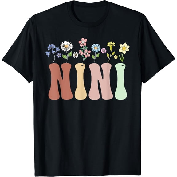 Simple Fit Nini Gifts Women Wildflower Floral Design Nini T-Shirt