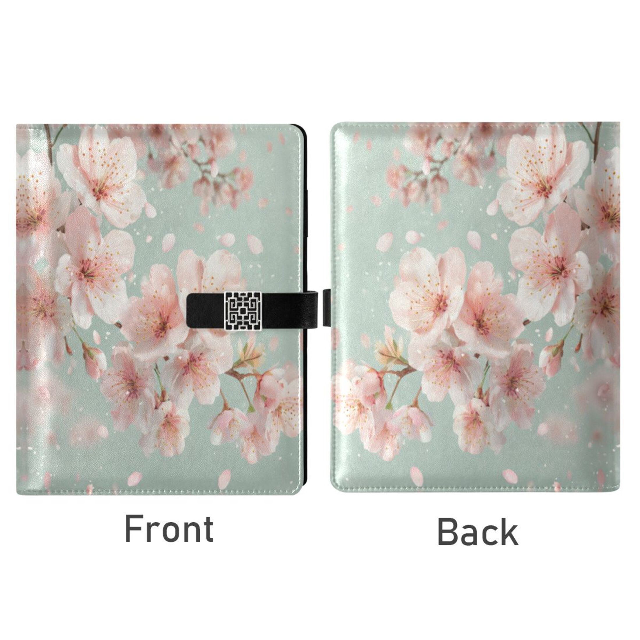 Leather Planner Leather Notebook Notebook Journal Binder Design Pen Pocket Design Convenient for Storage Beautiful Cherry Blossoms