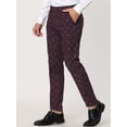 thumbnail image 2 of Pantalones de vestir a cuadros para hombre, ajustados, con frente plano, a cuadros de negocios borgoña XXL, 2 of 6