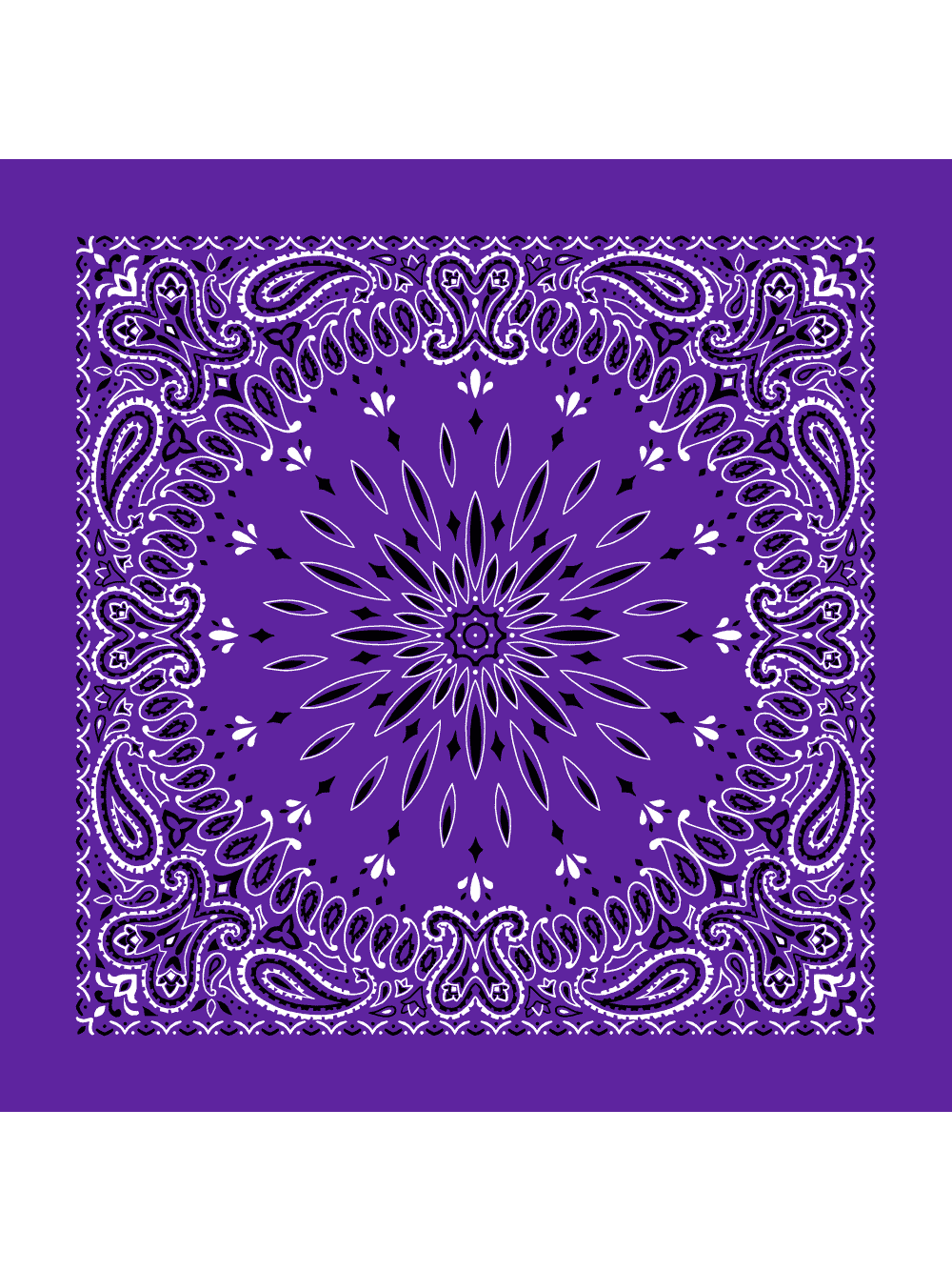 BANDANA Purple Circular Burst Paisley Bandanas Dozen Packed 22x22