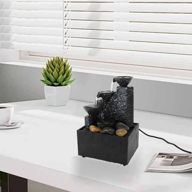 Fuente De Sobremesa LED Compacta Con Circulación De Agua Con Piedras, Alimentada Por USB Para Decoración Del Hogar Y La Oficina
