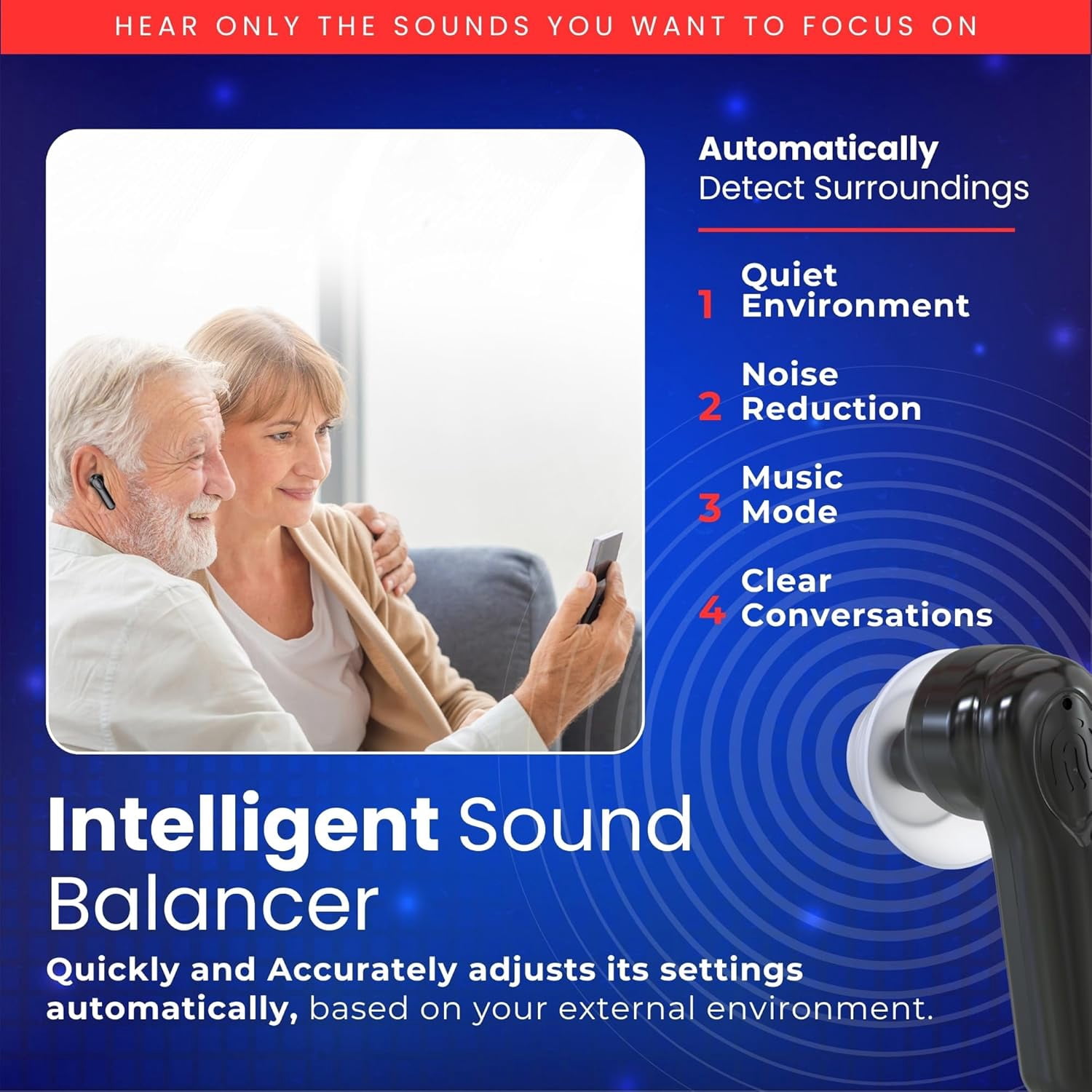 MEDca Bluetooth Hearing Aids for Seniors & Adults, Rechargeable, Black