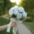 thumbnail image 4 of Necvior Durable Bridal Bouquet Artificial Flowers Wedding Flower with Crystal Ribbon Hand Bouquet for Bridesmaids Fake Flowers, 4 of 19