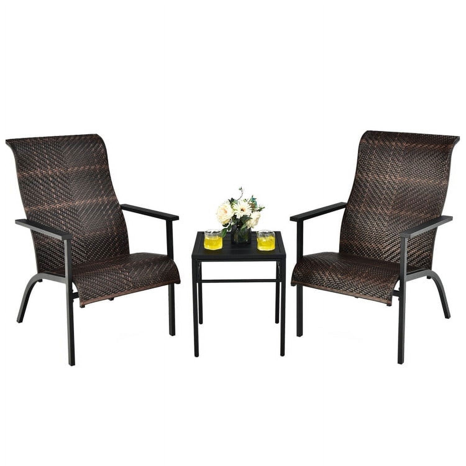 Aimee Lii 3 Pieces Patio Rattan Bistro Furniture Set, Patio Conversation Sets for Backyard and Poolside, Brown Aimee Lii 3 Pieces Patio Rattan Bistro Furniture Set, Patio Conversation Sets for Backyard and Poolside, Brown