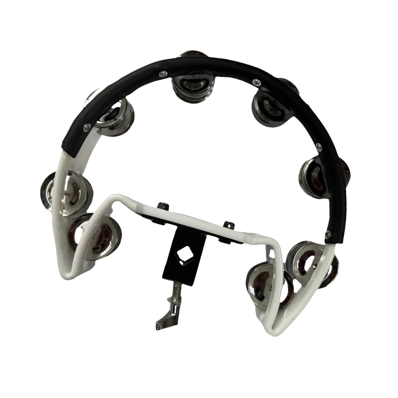 LeeQinersw Cymbal Hi Hat Tambourine Stainless Steel Shaker Stainless Steel Hand Bell Rattle white