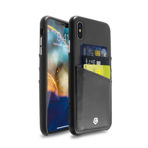 Compatible With iPhone XS Max Case (2018), Cobble Pro Premium Handcrafted Leather Back Case Cover with ID Credit Card Slot Holder Slim Wallet Compatible With iPhone XS Max (6.5"), Black