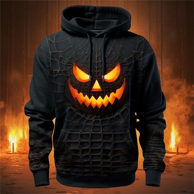 MHFRRA Chandails à Capuchon et Chandails Mode pour Hommes Chandail à Capuchon d'Halloween pour Hommes Imprimé Réaliste 3D Décontracté à Manches Longues Chandail à Capuchon d'Halloween L