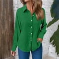 thumbnail image 2 of MaFYtyTPR Women's Casual Button Bloues Fashion Solid Color Pocket Long Sleeve Turndown Collar Loose Shirt Tops, 2 of 5