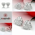 thumbnail image 2 of Yoursfs Silver Heart Small Stud Earrings for Women Platinum Plated Cubic Zirconia Cluster CZ Earrings Dainty Jewelry Gifts for Birthday Christmas Valentine's, 2 of 7