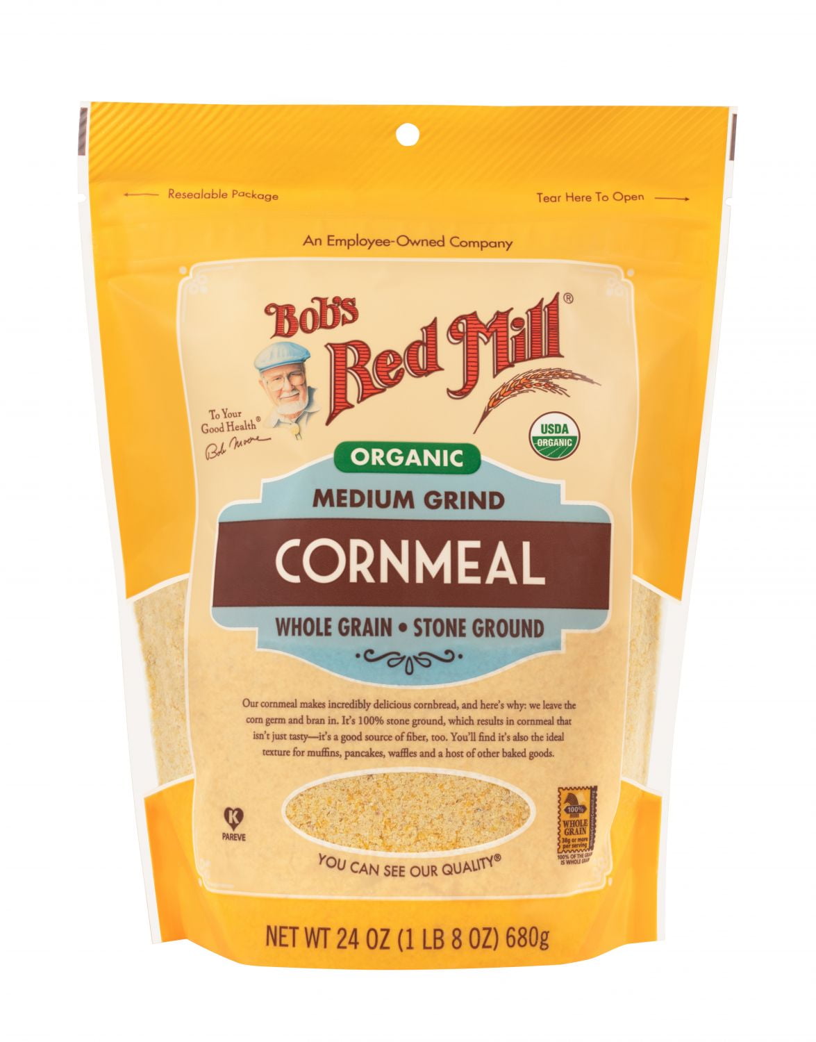 Bob's Red Mill, Organic, Medium Grind Cornmeal, 24 oz (Pack of 2)