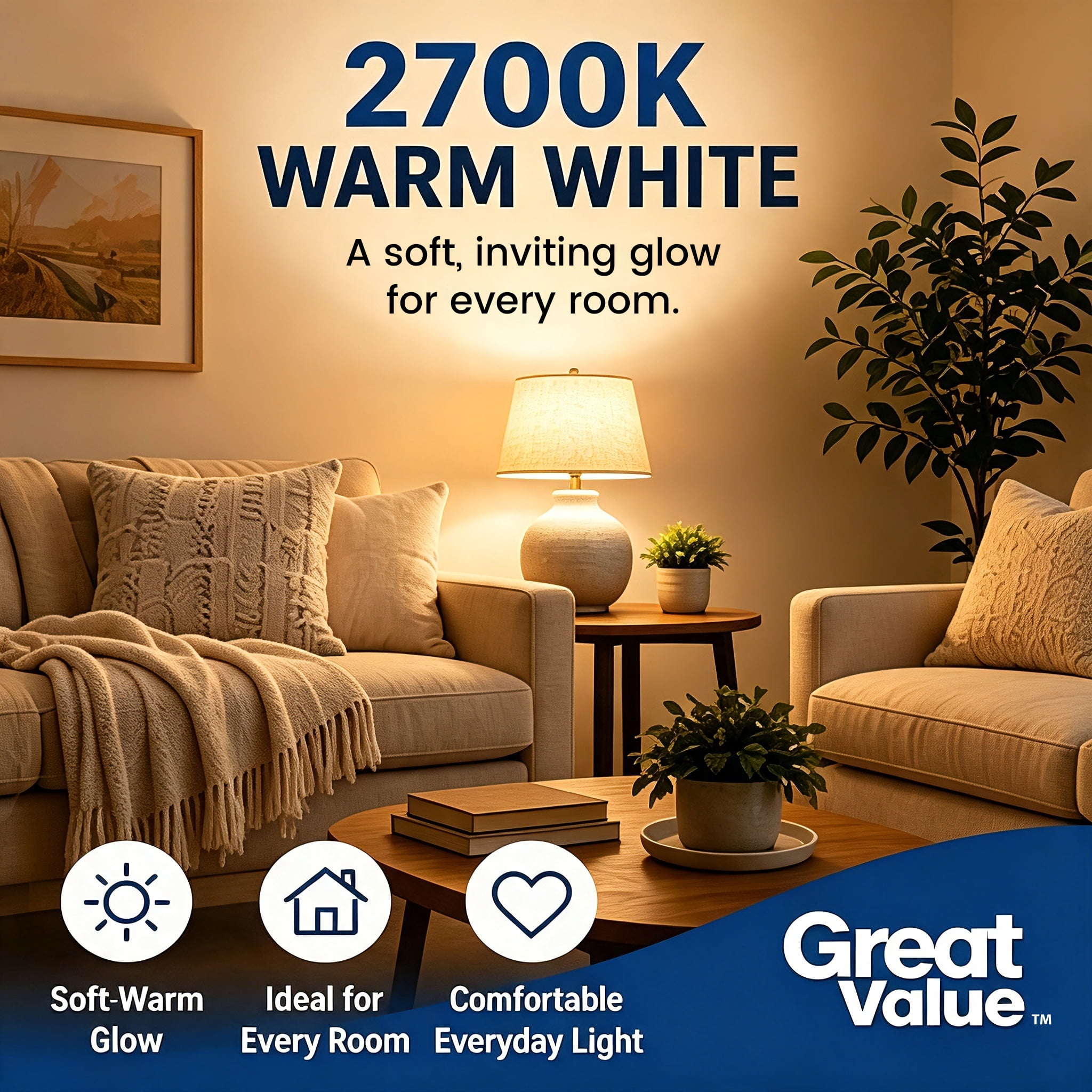 Great Value A21 LED 3-Way Light Bulb, 60/100/150 Watts Tunable, Soft White, E26 Medium Base (1 Pack)