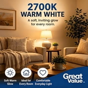 Great Value A21 LED 3-Way Light Bulb, Soft White, E26 Medium Base