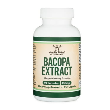 Bacopa Extract 450mg, 90 Count (Made in USA) Non-GMO, Gluten Free, Concentrated 20% Bacosides Extract