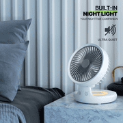 Magshion USB Desktop Fan, Rechargeable Foldable Wall Mounted Cooling Fan with LED Night Light, 4 Speed Adjustable Air Cooler Fan For Home Kitchen, White