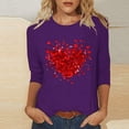 thumbnail image 2 of VKOYWKM T-Shirts Cœur d'Amour pour Femmes T-Shirts de la Saint-Valentin T-Shirts Imprimé Cœur d'Amour Manches 3/4 Col Rond T-Shirts de Fête Cadeaux de la Saint-Valentin, 2 of 5