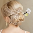 thumbnail image 2 of Unique Bargains 1 Pc Hair Chopstick Classic Flowers Hair Hairpin Black White, 2 of 5