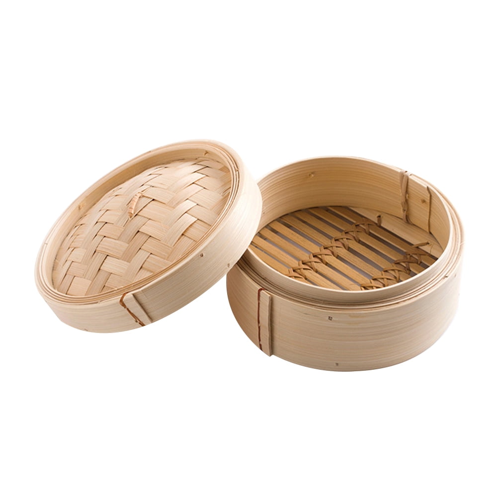 2pcs 8 Inch Bamboo Steamers Chinese Dim Sum Cookers Dessert Lotus Leaf