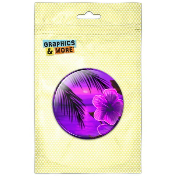 Beach Sunset Hibiscus Flower Hawaiian Purple Refrigerator Button Magnet