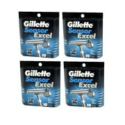 Gillette Sensor Excel Refill Blade Cartridges, 10 Ct. (Pack of 4)