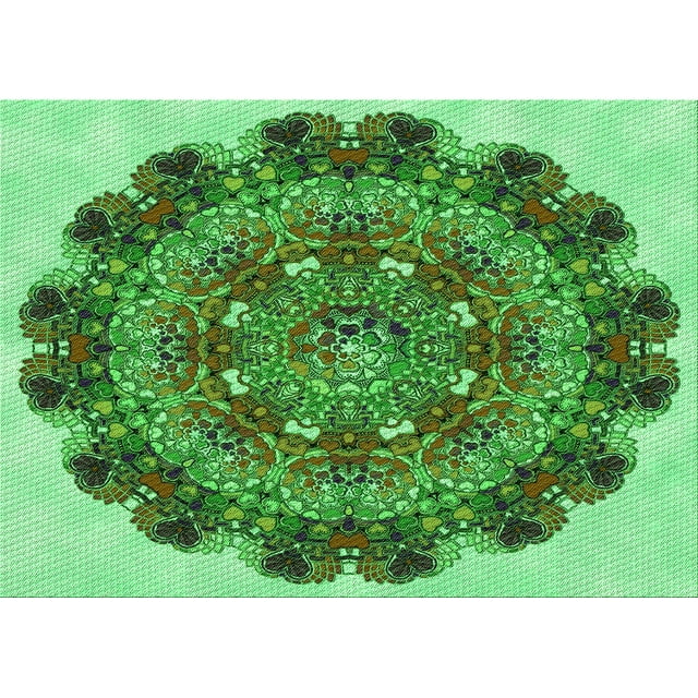 Ahgly Company Tapis Rectangulaire d'Intérieur Lavable en Machine Vert Transitionnel, 6 Pieds x 9 Pieds