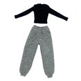 thumbnail image 4 of Ropa femenina a escala 1/6, camisa de manga larga con pantalones, moda de acción Gris y negro, 4 of 9