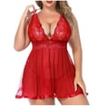 thumbnail image 2 of uublik Pajamas For Women Sets Soft Valentine's Day Bodysuit V Neck Nightgown Nightwear Sleepwear Red, 2 of 6