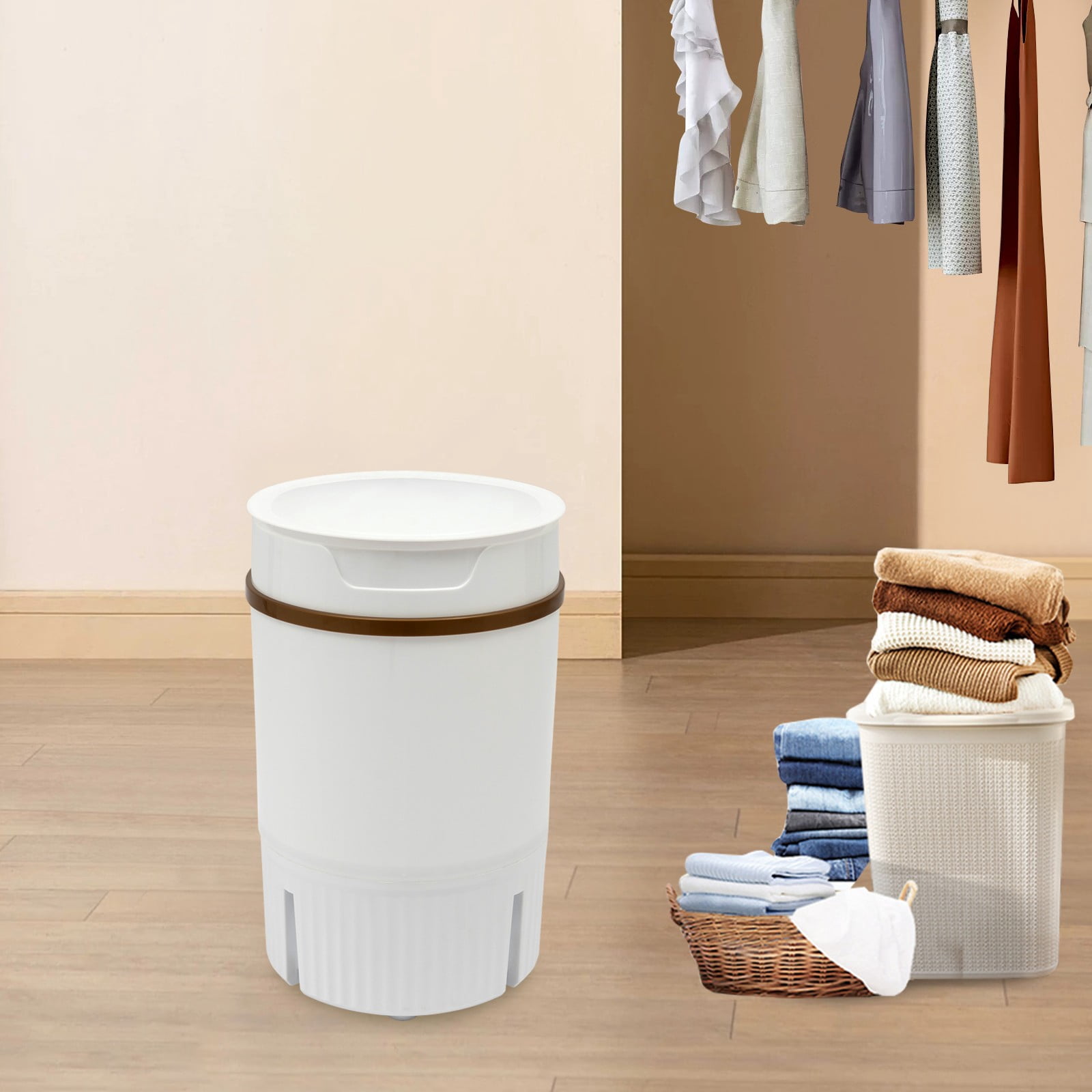 Washing Machine, 1.19 Gal Small Mini Washer with Blue Light, 260W High Efficiency Spin Dryer, Durable PP Construction, for Baby Clothes Socks