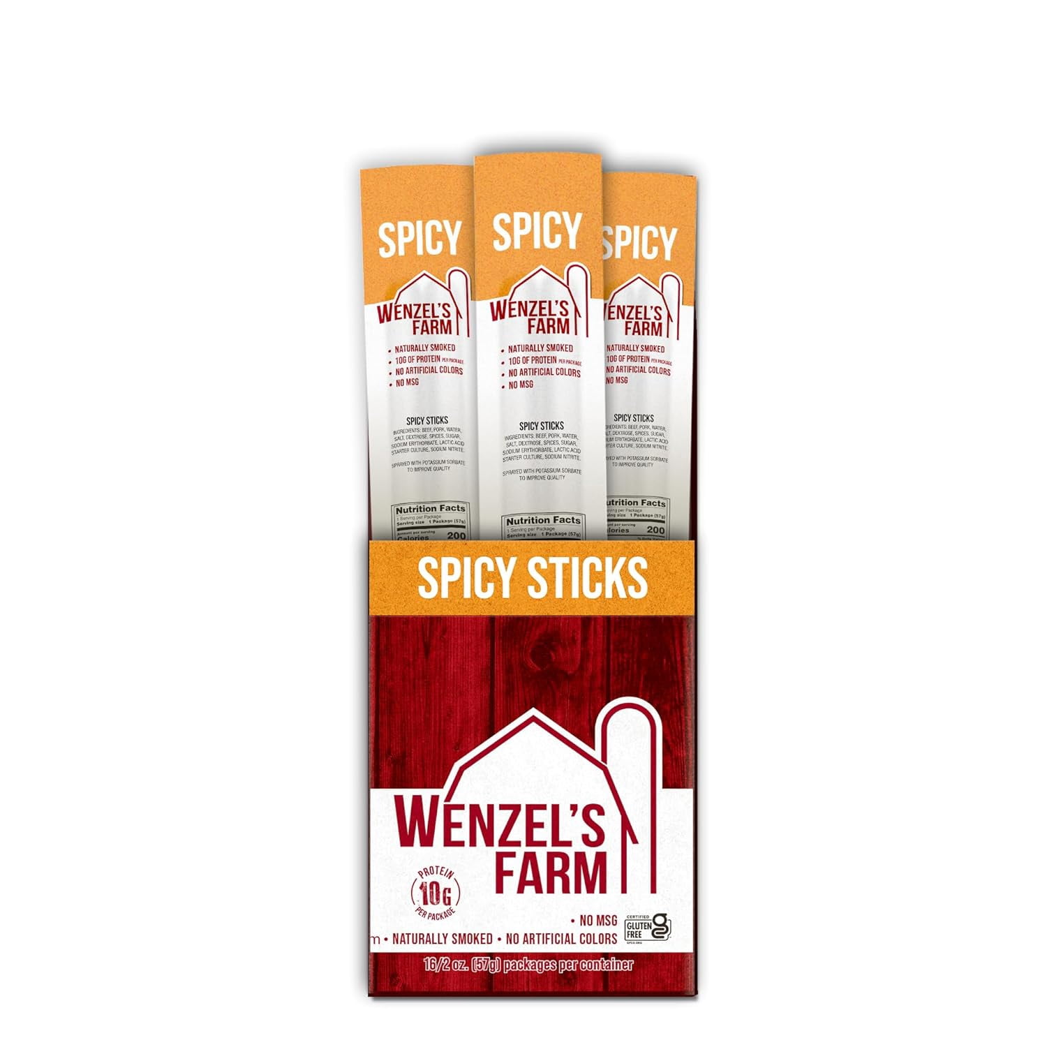 Wenzels Farm Spicy  Sticks, 32 sticks (16 packs of 2)