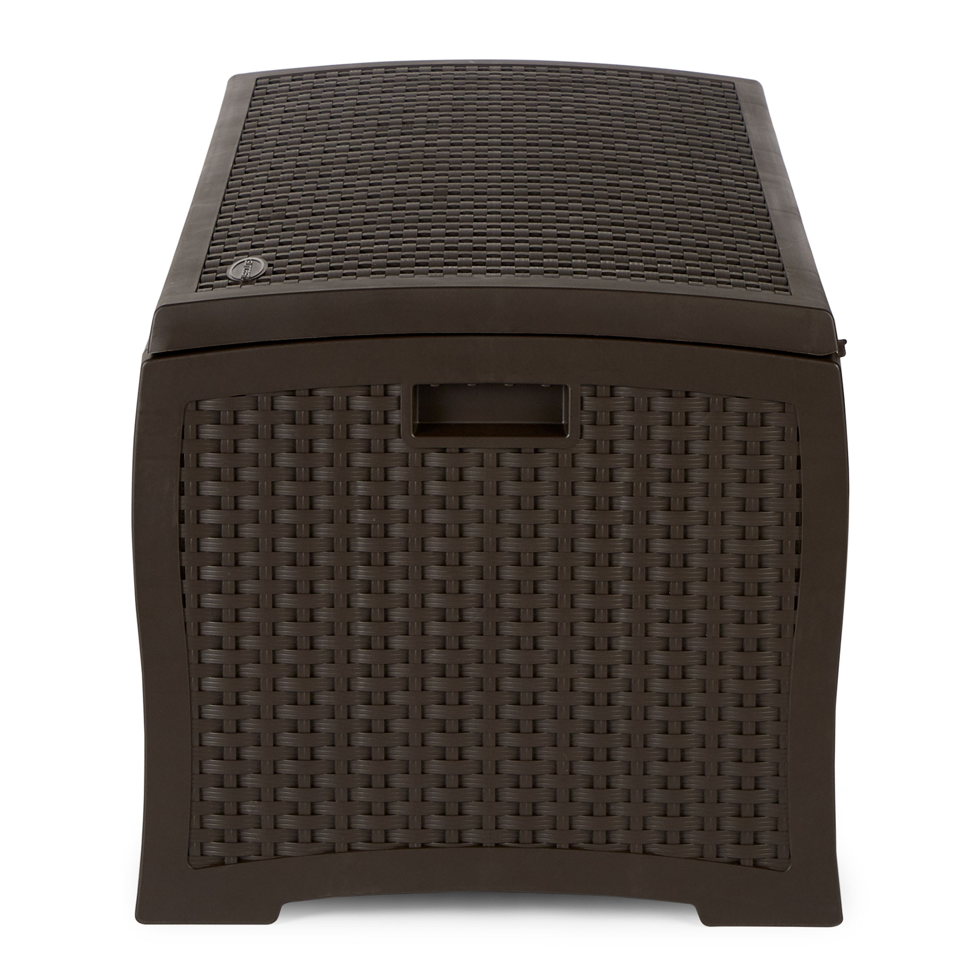 Suncast Indoor and Outdoor 73 Gallon Resin Deck Box with Seat, Mocha Brown, 46 in D x 22.5 in H x 21.6 in W - image 3 of 8