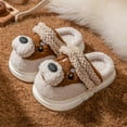 thumbnail image 2 of GJSYRH Cute Animal Slippers for Kids, Toddler House Indoor Slippers, Soft Fuzzy -On Winter Christmas Gifts for Girls Boys Brown 6-7 Years, 2 of 5