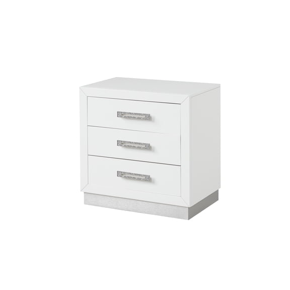Galaxy Home Furnishings Coco 3-Drawer Modern Wood Nightstand in Milky White