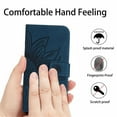 thumbnail image 5 of For iPhone 14 Plus 6.7" Sunflower  Embossed Strong Magnetic Attachment/Closure, Card Slots/Pocket, PU Leather Flip Wallet Case With Adjustable Shoulder Strap,Dark blue,For iPhone 14 Plus, 5 of 11