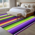thumbnail image 4 of Abstract Large Area Rugs 8x10 ft Colorful Mexican Stripes Purple Green Farmhouse Washable Rug Non Slip Indoor Carpet Absorbent Floor Mat for Living Room Bedroom Dining Room, 4 of 9