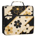thumbnail image 2 of Haosy 3 Ring Zipper Binder with Shoulder Strap Waterproof Trapper Keeper 2 Inch D-Ring 500 Sheets Capacity, Gold Black Floral Heart, 2 of 8