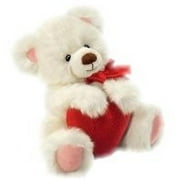 Russ Berrie Li'l Peepers White Christmas Teddy Bear with Ribbon Small 6"