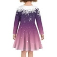 thumbnail image 3 of FKELYI Christmas Snowflake Long Sleeve Dress Size 7-8 Years Soft A Line Swing Skater Twirl Dresses Lightweight Purple Girls Pleat Dress,Festival Gift, 3 of 4