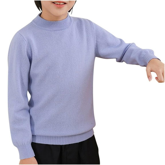 yoeyez Kids Boys Girls Casual Thick Warm T-shirt Long Sleeved Round Neck Base Shirt Solid Color Fleece Jumper Tops for Spring Fall Winter Green 4-5 Years