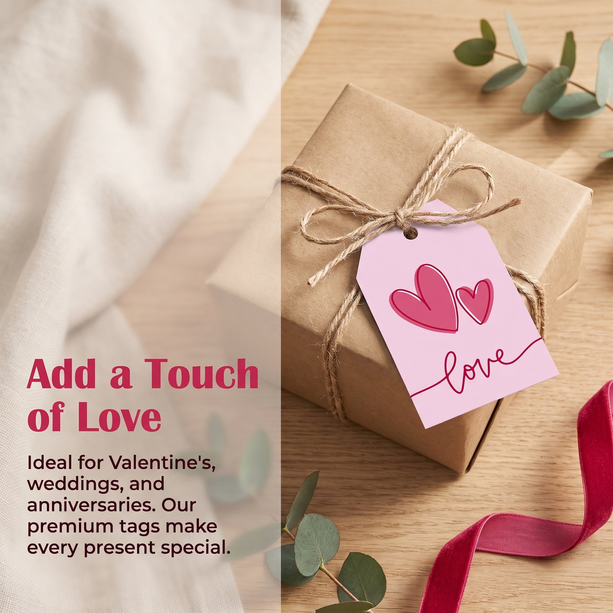 Unique Bargains Gift Tags with Twine for Present Wrapping and Crafting Love Line 2" x 3.1"