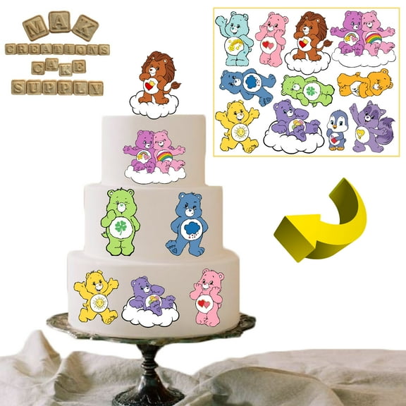 Care Bears Pre Cut Edible Cake Stickers