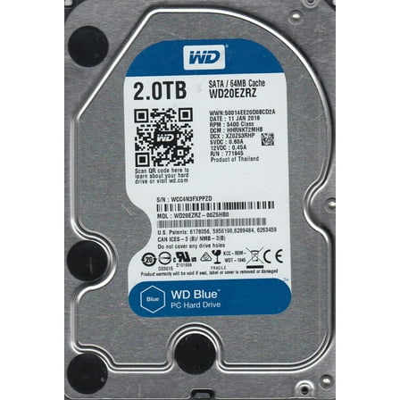 WD20EZRZ-00Z5HB0, DCM HHRNKT2MHB, Western Digital 2TB SATA 3.5 Hard Drive
