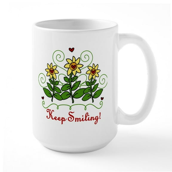 CafePress - Keep Smiling Large Mug - 15 oz Ceramic Large White Novelty Mug